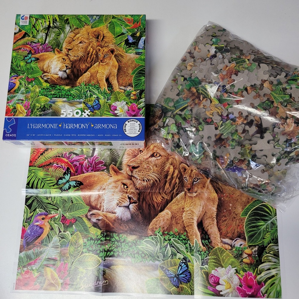 Ceaco Harmony Lion Family 550 Piece Jigsaw Puzzle Steve Sundram 2368-39